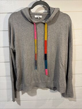 J. Society Grey Hooded Sweater with Colorblock Drawstrings- small